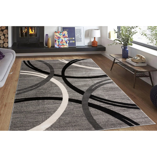 Contemporary Abstract Circles Design Area Rug