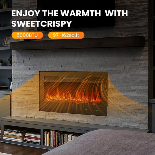 3-In-1 Electric Fireplace: 1500W Wall Mount, Recessed or Freestanding Heater with Remote & Touch Control