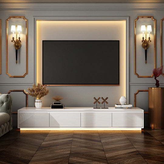 Chic Led-Lit Media Console for Stylish Homes Entertainmnet Center - 70.9"