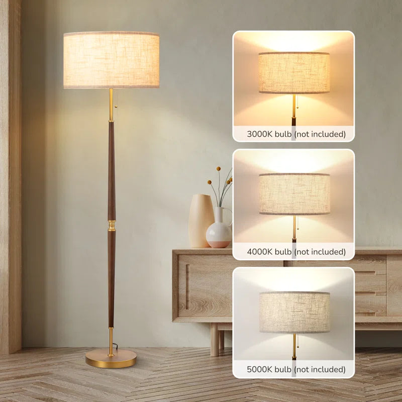 Salcido Electroplated Traditional Solid Wood Floor Lamp