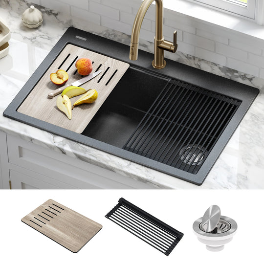 Bellucci Workstation Topmount Drop-In Granite Kitchen Sink