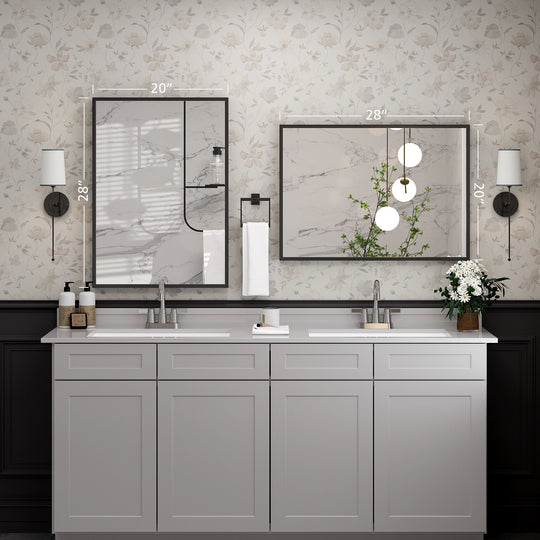 Modern Metal Framed French Cleat Mounted Wall Bathroom Vanity Mirror