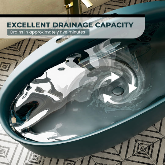 Luxury Flatbottom Solid Surface Freestanding Soaking Bathtub with Discreet Towel Slot and Drain Assembly