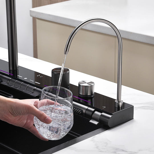 304 Stainless Steel Waterfall Kitchen Sink Set with Pull-Down Faucet KS2207 (Series)