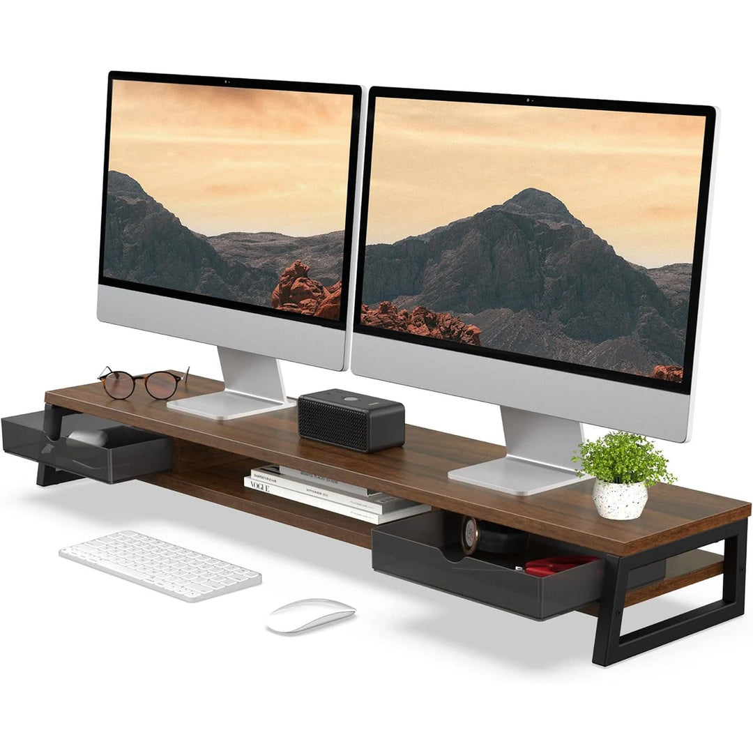 Fenge Dual Monitor Stand Riser for Desk, 42.5In Large Monitor Stand for 2 Monitor - 42.5X9.2X5.4 Inches