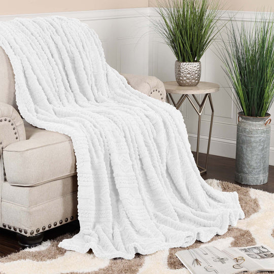 Arctic Boho Jacquard Plush Fluffy Fleece Blanket