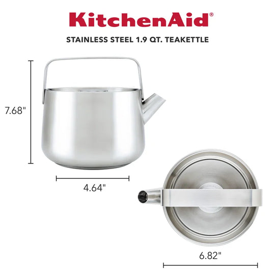 Kitchenaid Stainless Steel Whistling Induction Teakettle, 1.9 Quart, Brushed Stainless Steel