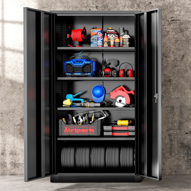 Metal Garage Storage Cabinets ( 72'' H X 36'' W X 18'' D ) with 4 Adjustable Shelves and Lockable Doors