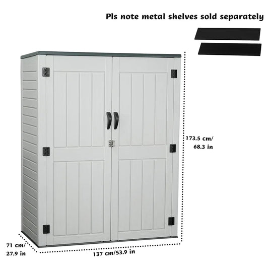 Vertical Resin Storage Shed, 60 Cuft Garden Tool Sheds & Outdoor Storage, Plastic Outdoor Storage Cabinet Waterproof, 5.6 X 2.3 Ft Backyard outside Lawn Mower Storage Shed,