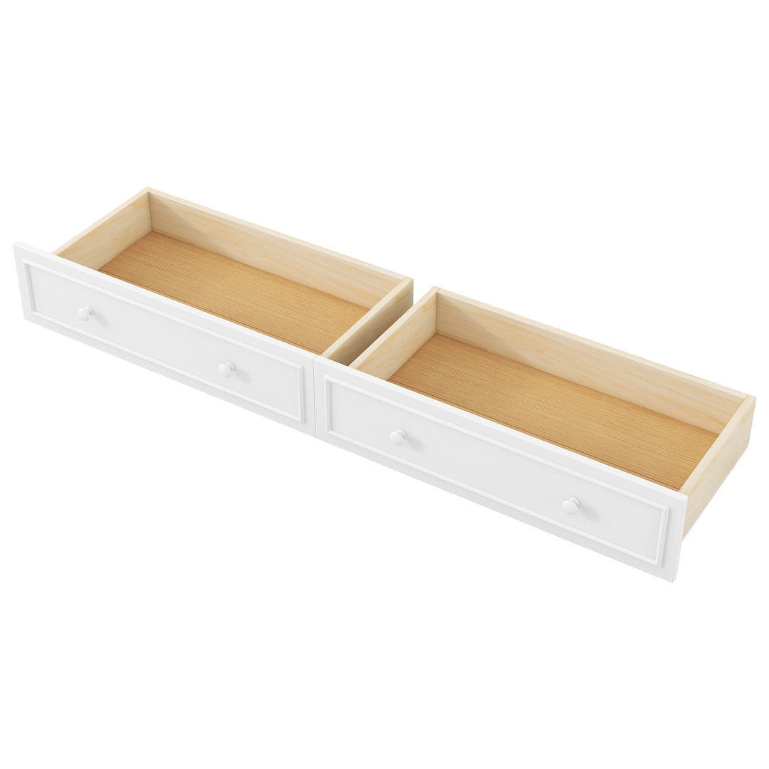 Full Size Wood Daybed with Storage Shelves, USB, LED, and 2 Drawers