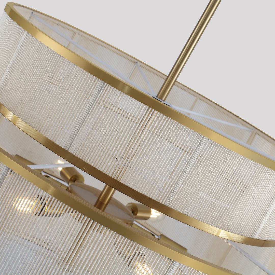 6-Light Dimmable Tiered Drum Chandelier - Brushed Gold