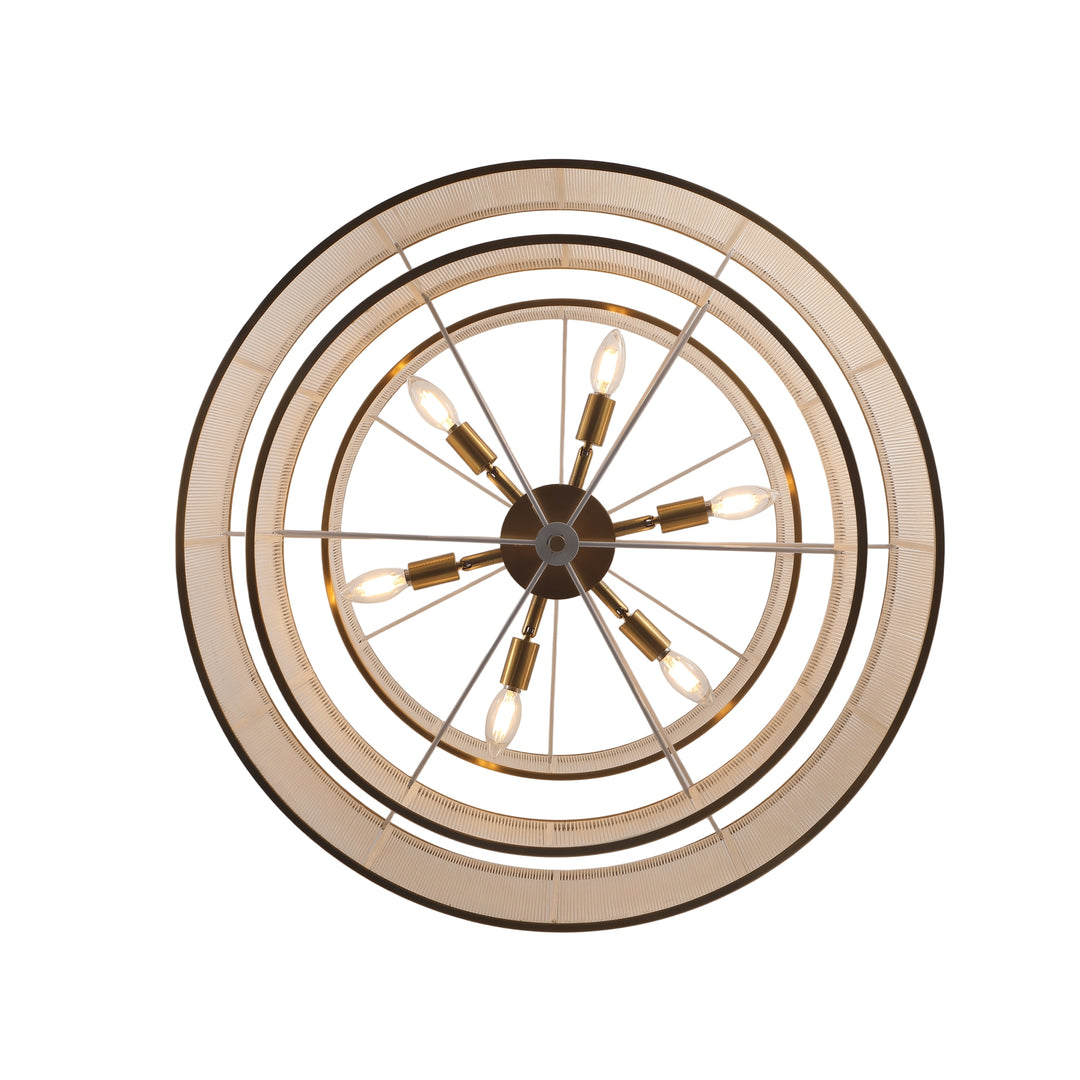 6-Light Dimmable Tiered Drum Chandelier - Brushed Gold