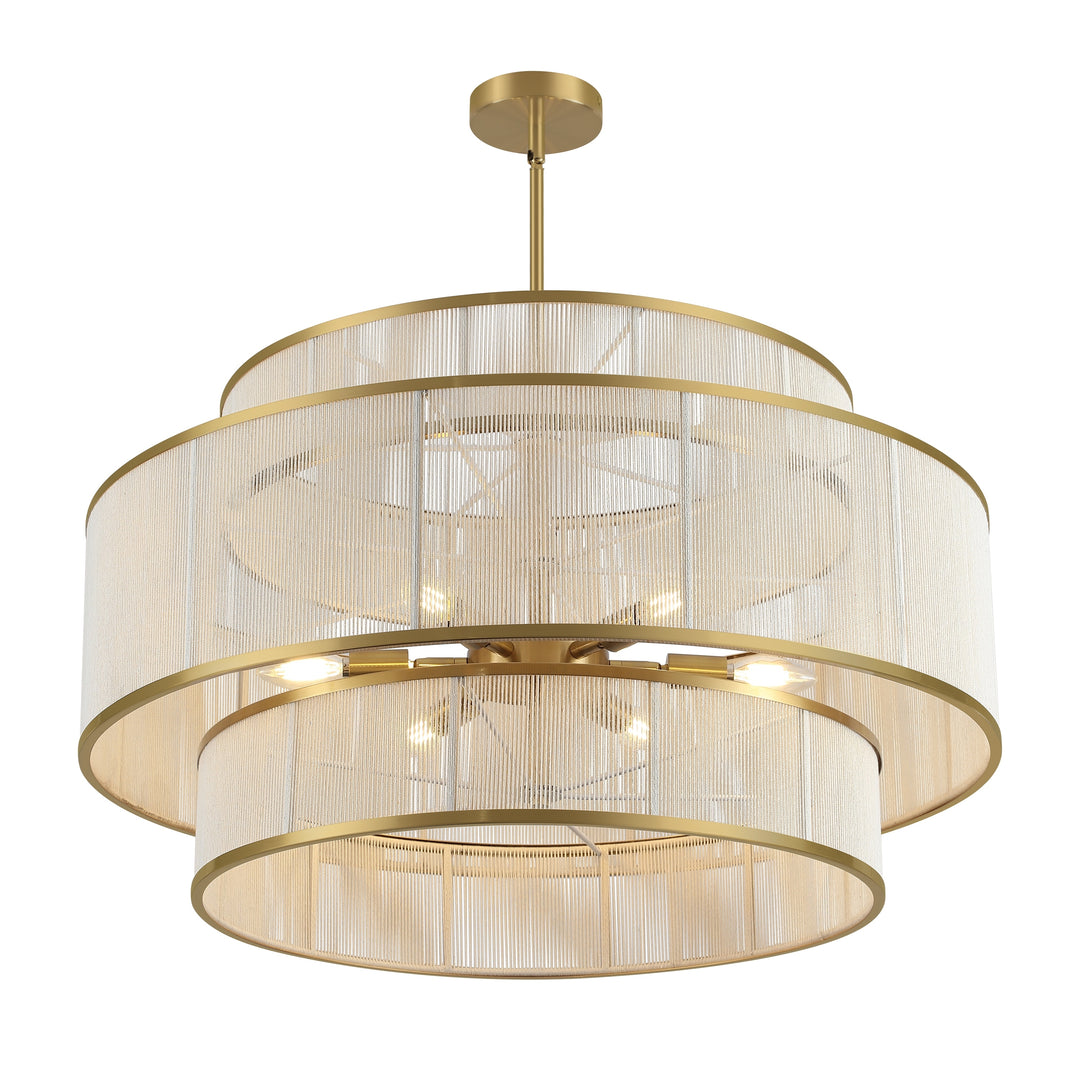 6-Light Dimmable Tiered Drum Chandelier - Brushed Gold