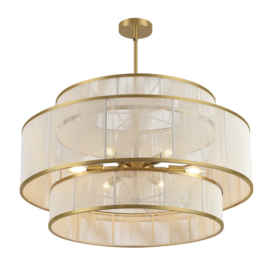 6-Light Dimmable Tiered Drum Chandelier - Brushed Gold