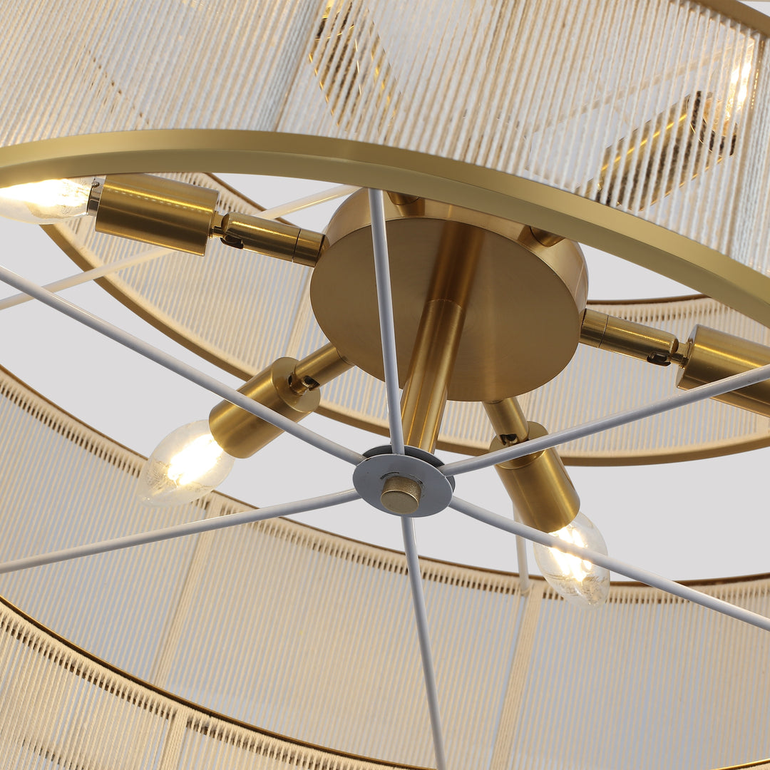 6-Light Dimmable Tiered Drum Chandelier - Brushed Gold