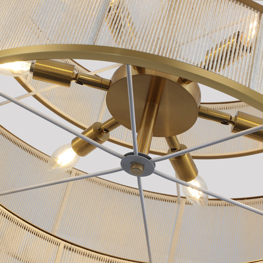 6-Light Dimmable Tiered Drum Chandelier - Brushed Gold