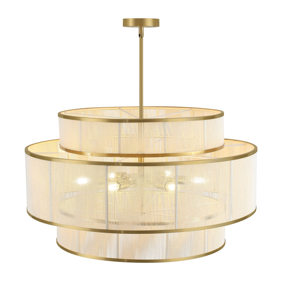 6-Light Dimmable Tiered Drum Chandelier - Brushed Gold
