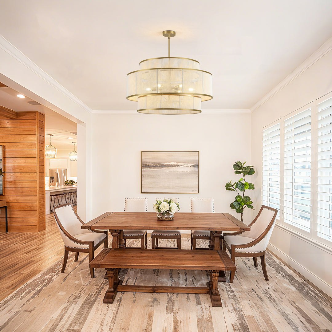 6-Light Dimmable Tiered Drum Chandelier - Brushed Gold