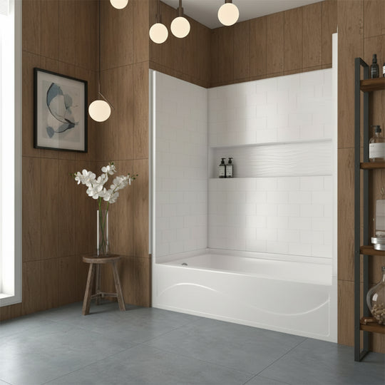 60 In. X 32 In. 4-Piece Direct-To-Stud Alcove Tub Surround with Soaking Bathtub Combo