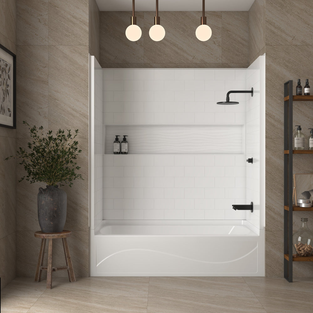 60 In. X 32 In. 4-Piece Direct-To-Stud Alcove Tub Surround with Soaking Bathtub Combo