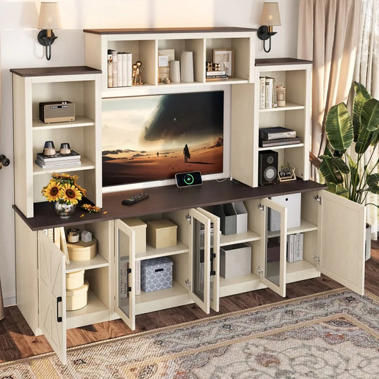 Wall Entertainment Center with Charging Station and USB Charging for Tvs