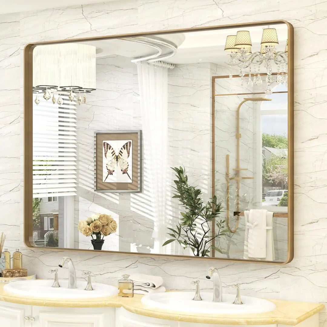 Aluminum Alloy Framed Tempered Glass Wall Decor Vanity Bathroom Mirror
