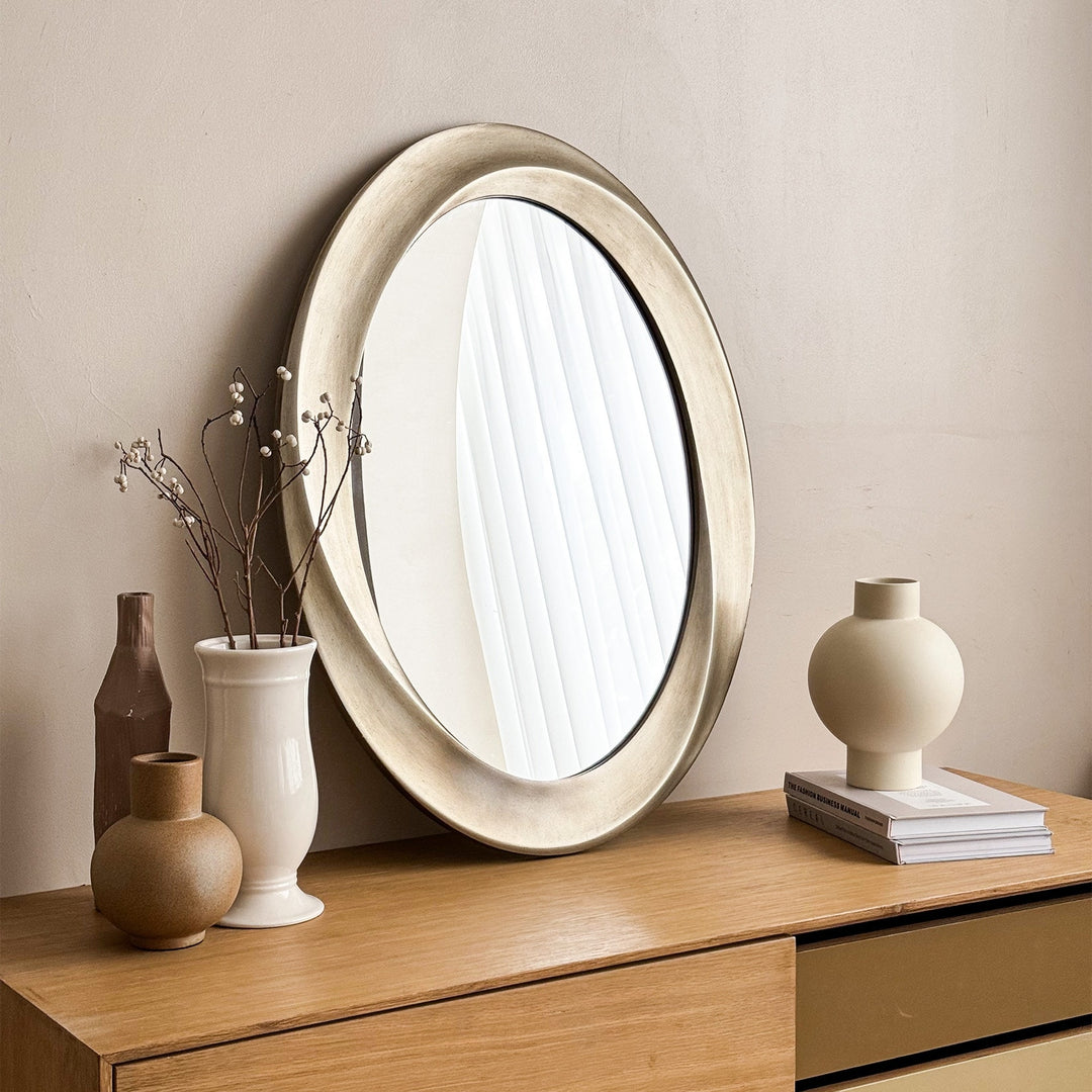 Antique Baroque Oval Wall Art Mirror Beveled Frame Accent Mirror