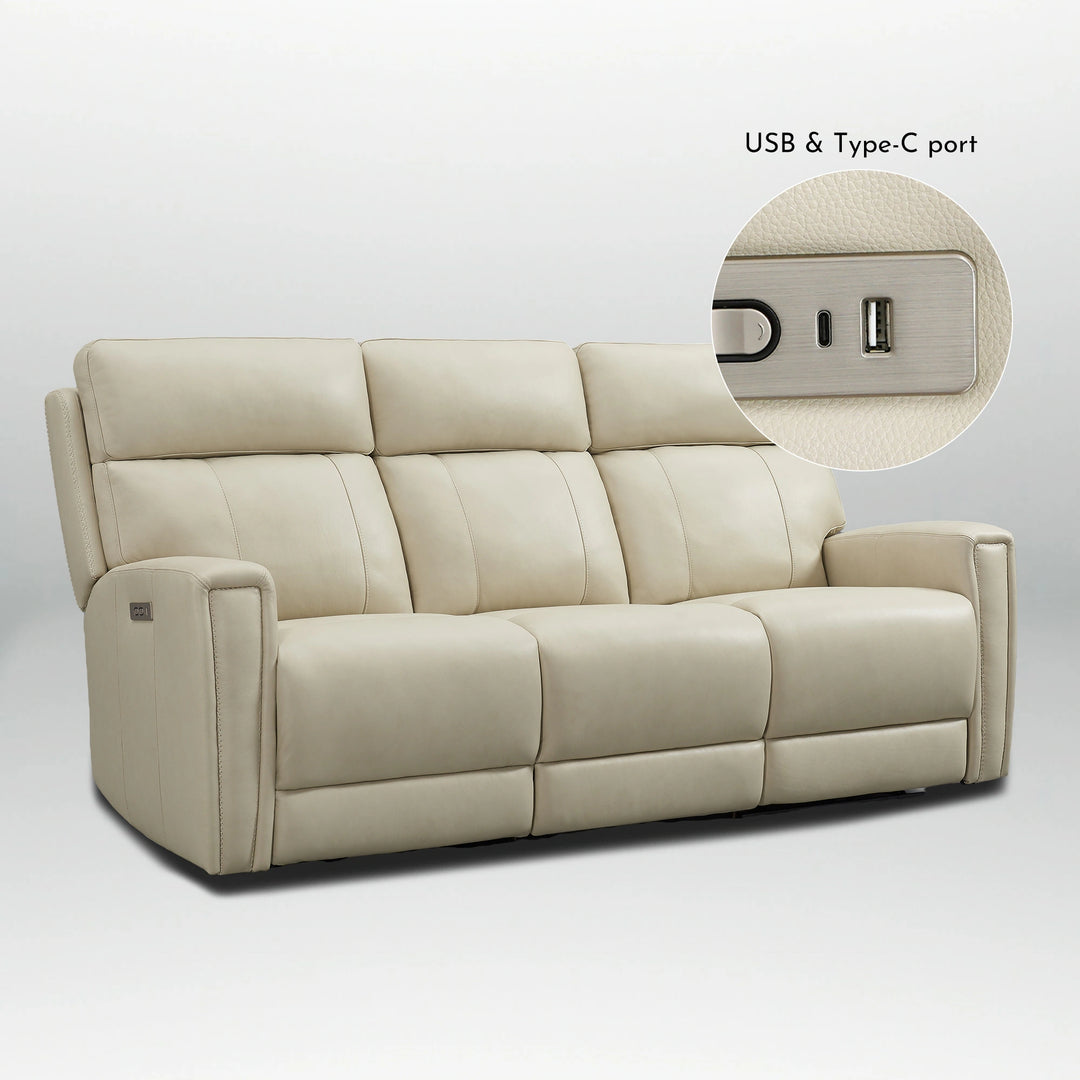 81.5'' Genuine Leather Zero Gravity Power Recliner Sofa with Power Headrest, USB&USB-C Port