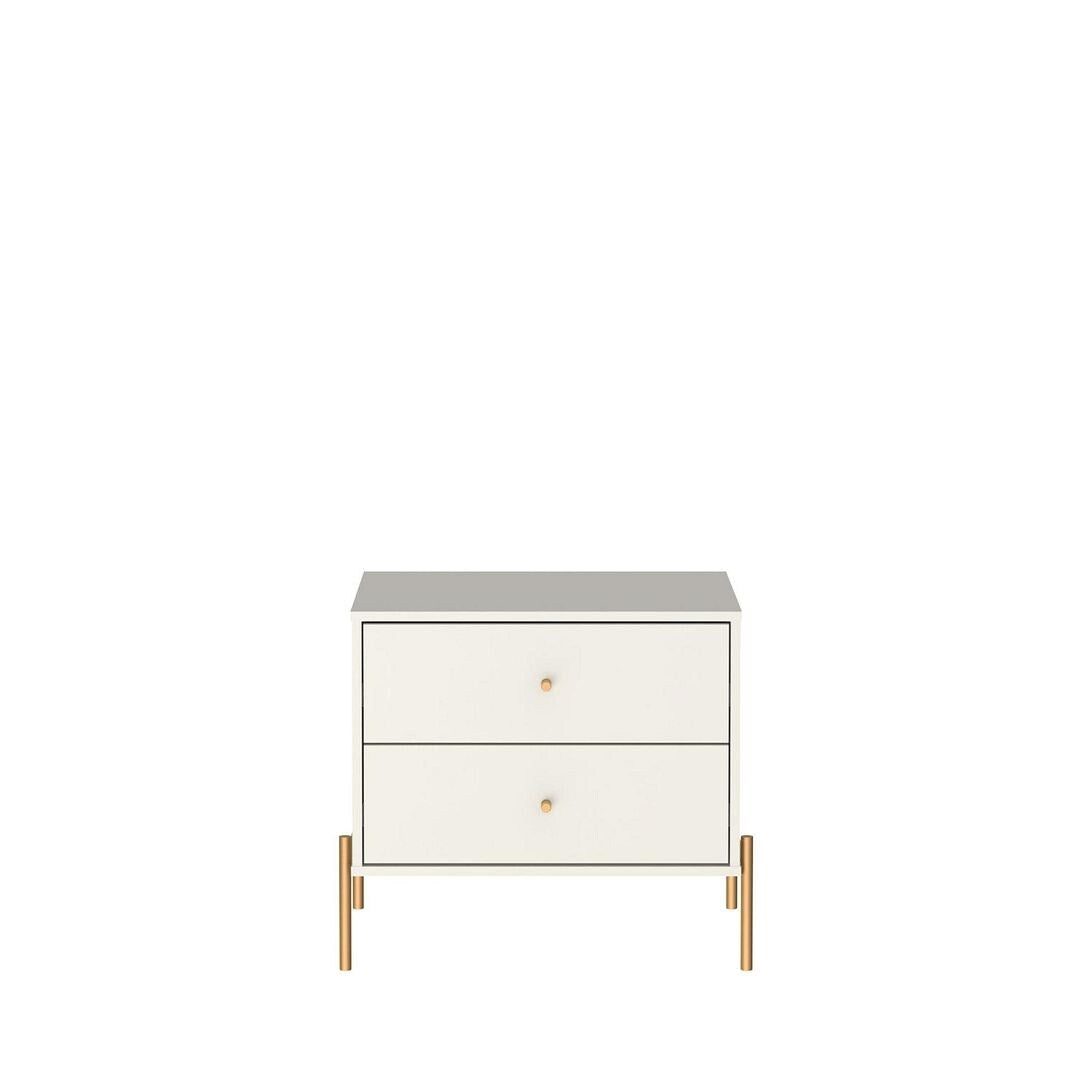 Jasper Nightstand with Steel Gold Legs in White Gloss