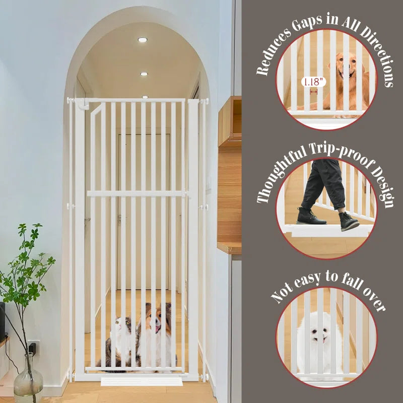 63" Extra Tall Pet Gate, Width Adjustable Pressure Mounted Cat Gate Auto-Close Dog Gate