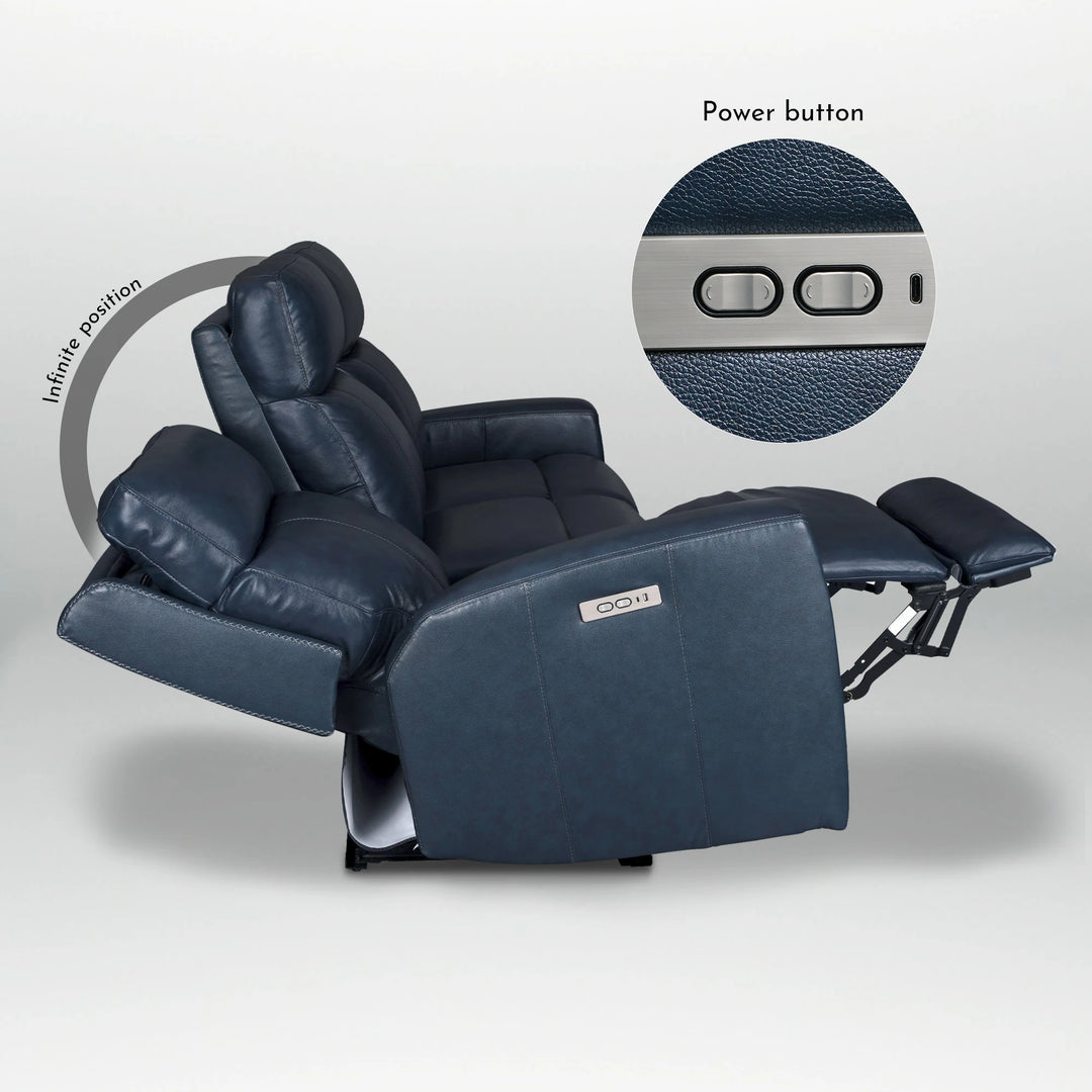81.5'' Genuine Leather Zero Gravity Power Recliner Sofa with Power Headrest, USB&USB-C Port