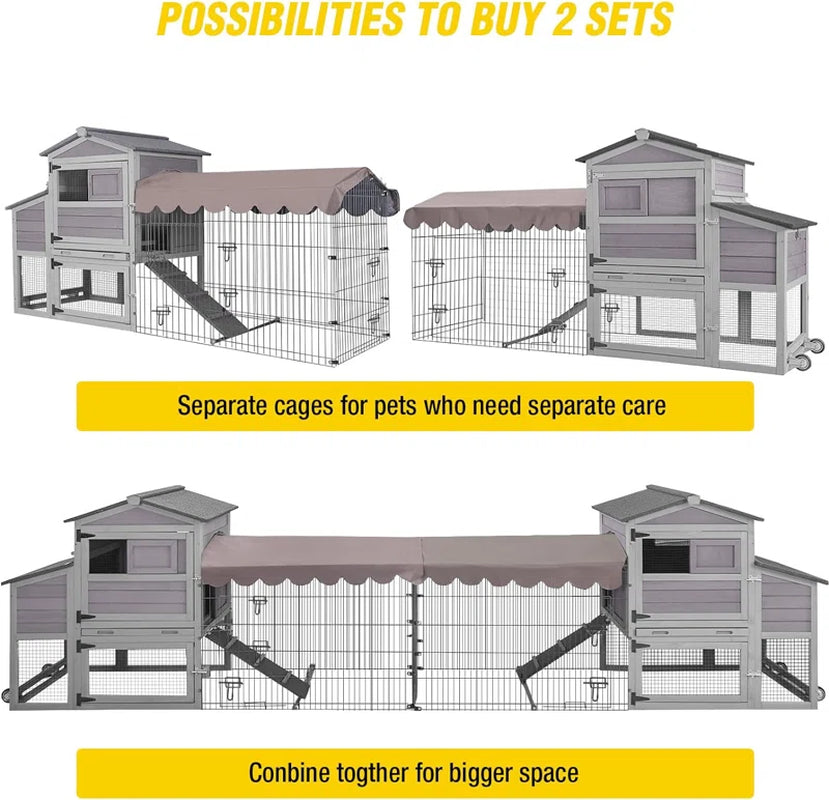 Mobile Chicken Coop with Metal Chicken Run