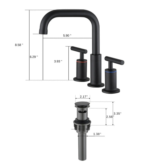 8 Inch Luxury Widespread Bathroom Sink Faucet with Pop-Up Drain