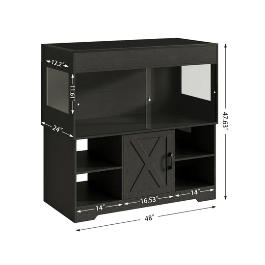 Reptile Tank with Stand, Terrarium Tank with Storage Cabinet, for Lizards, Skinks, Snakes, Sliding Acrylic Doors, Mesh Top, Built-In Power Outlet Px02Rtw