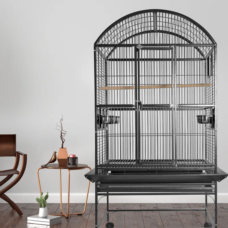 Cleveland 63'' Iron Dome Top Floor Bird Cage with Wheels