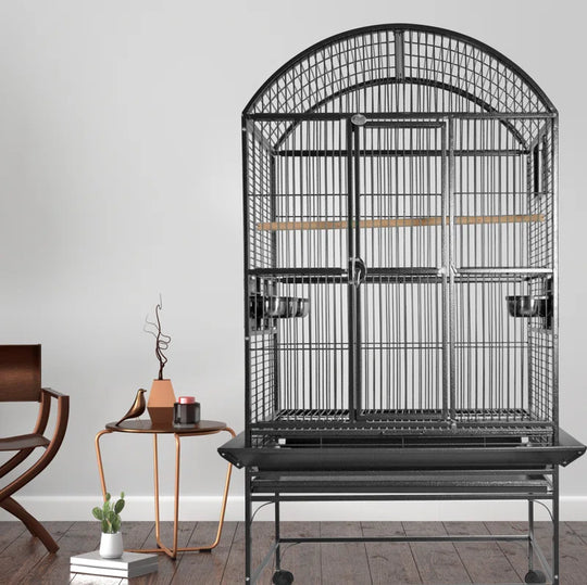 Cleveland 63'' Iron Dome Top Floor Bird Cage with Wheels