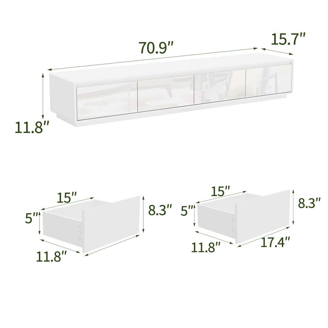 Chic Led-Lit Media Console for Stylish Homes Entertainmnet Center - 70.9"