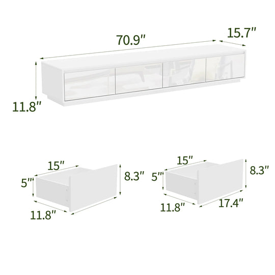 Chic Led-Lit Media Console for Stylish Homes Entertainmnet Center - 70.9"