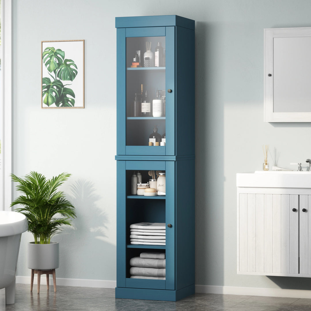 100% Solid Wood Bathroom Storage Cabinet, Adjustable Shelves, 16.5" Wide, 35.75" Tall