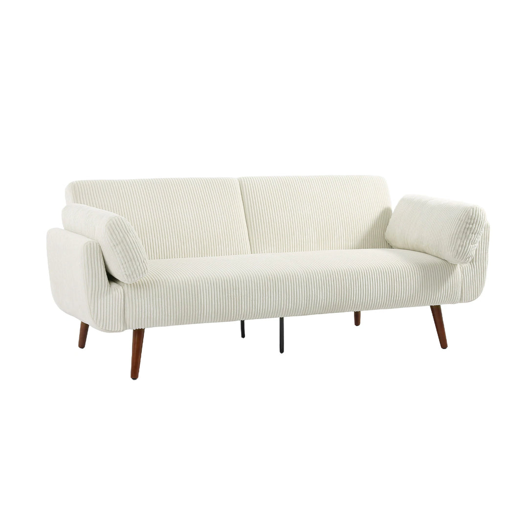 73" W Upholstered Corduroy Convertible Sleeper Sofa Bed with Pillows