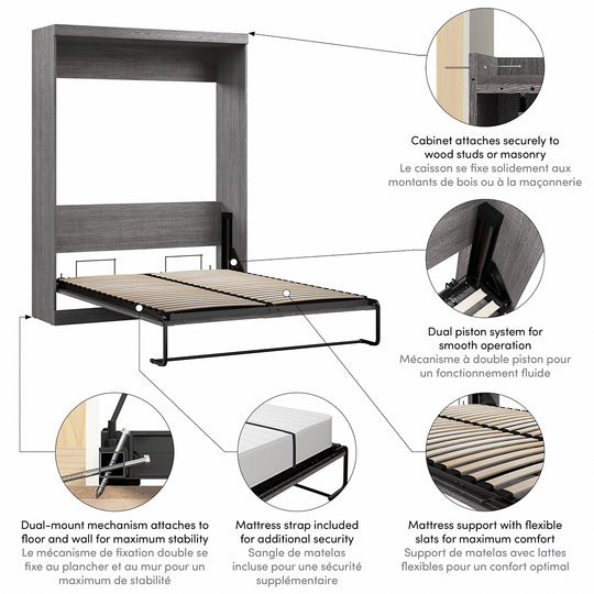 Pur 65W Queen Murphy Bed for Multipurpose Room by