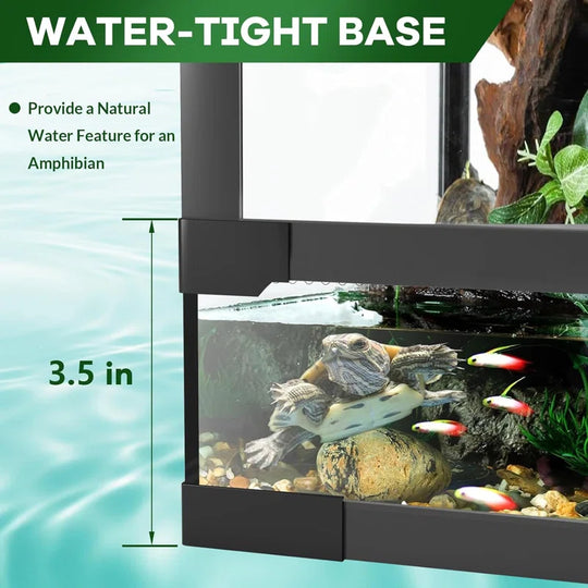 Reptile Glass Terrarium with Top & Side Screen Ventilation Reptile Terrarium, Double Hinge Door & anti Escape Reptile Tank