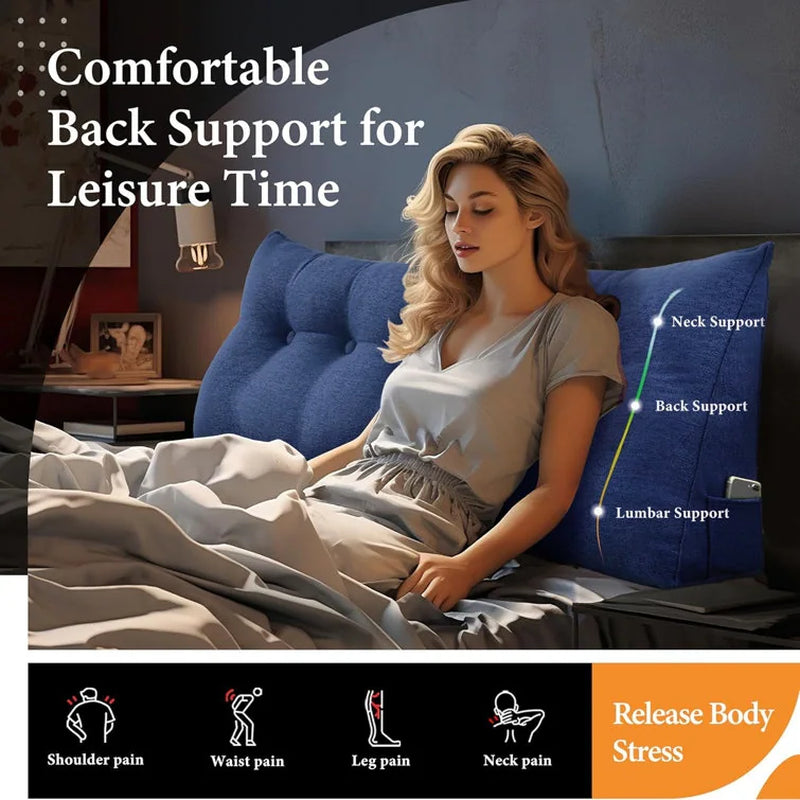 Bed Rest Wedge Reading Pillow Headboard Back Support Cushion