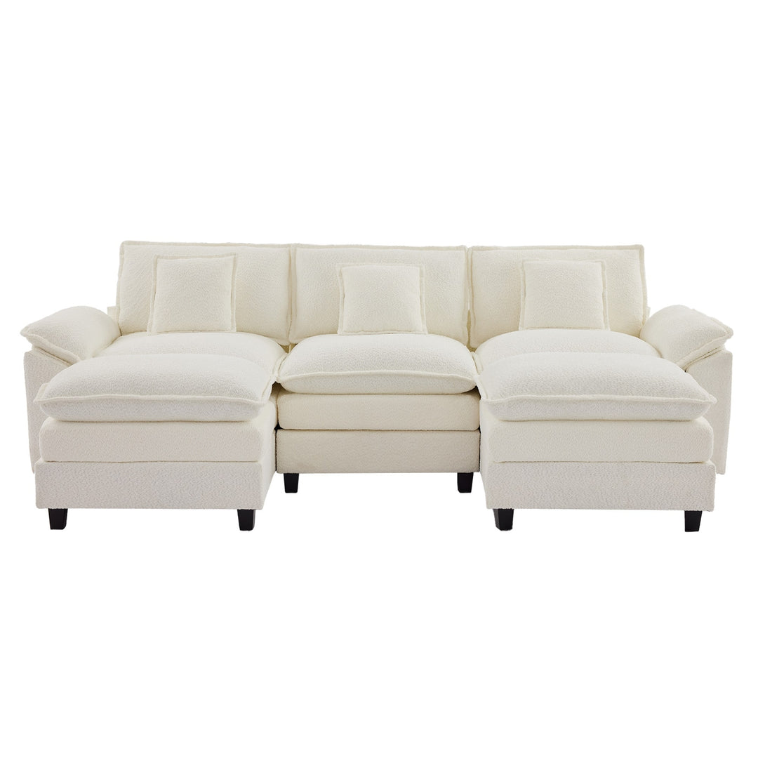 Modular Chenille Sectional Sofa with Ottomans, Deep Seat, Wide Padded Armrests, 2-Seat / 3-Seat / 4-Seat Options