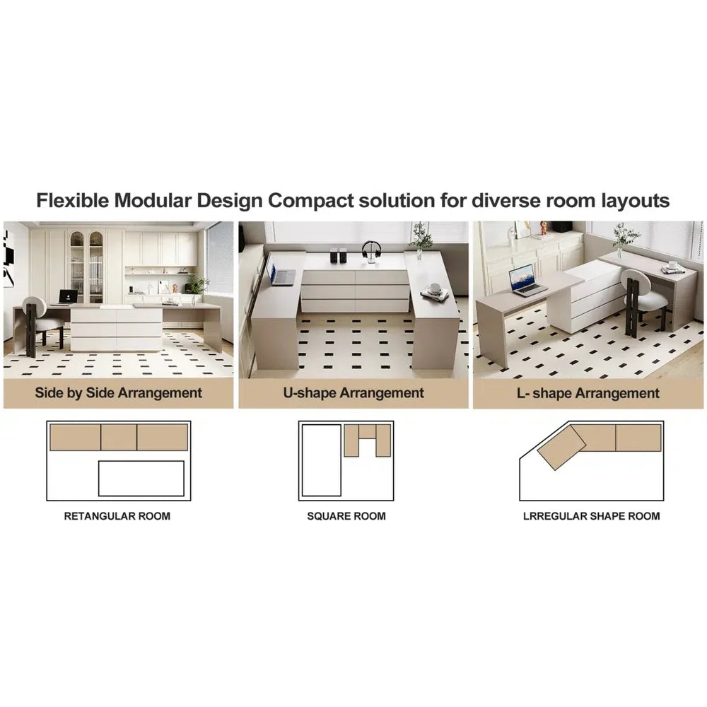 144 Inch Modern Home Office Expandable Dresser Desk