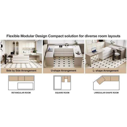 144 Inch Modern Home Office Expandable Dresser Desk