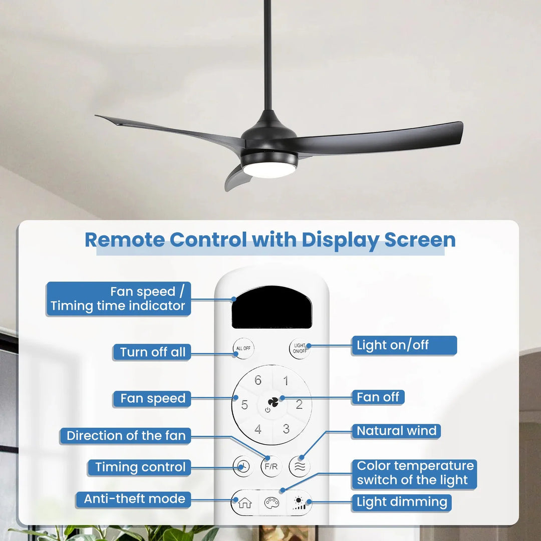 Sofucor 52/60 Inch Ceiling Fan with Integrated LED Light and Remote Control Quiet DC Motor
