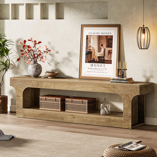 63 Inch Long TV Stand for 55/60/65/75-Inch Tvs, 2-Tier TV Console - 13.77" D X 63" W X 20.47" H