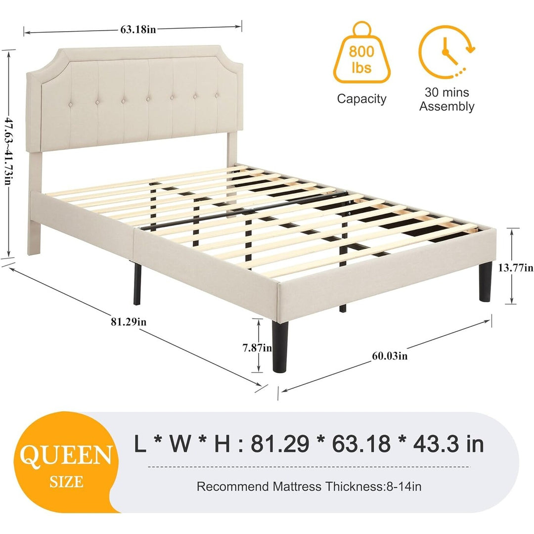 Javlergo Modern Upholstered Bed Frame with Height Adjustable Headboard Heavy-Duty Frame No Box Spring Needed