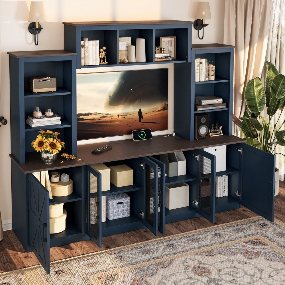 Wall Entertainment Center with Charging Station and USB Charging for Tvs